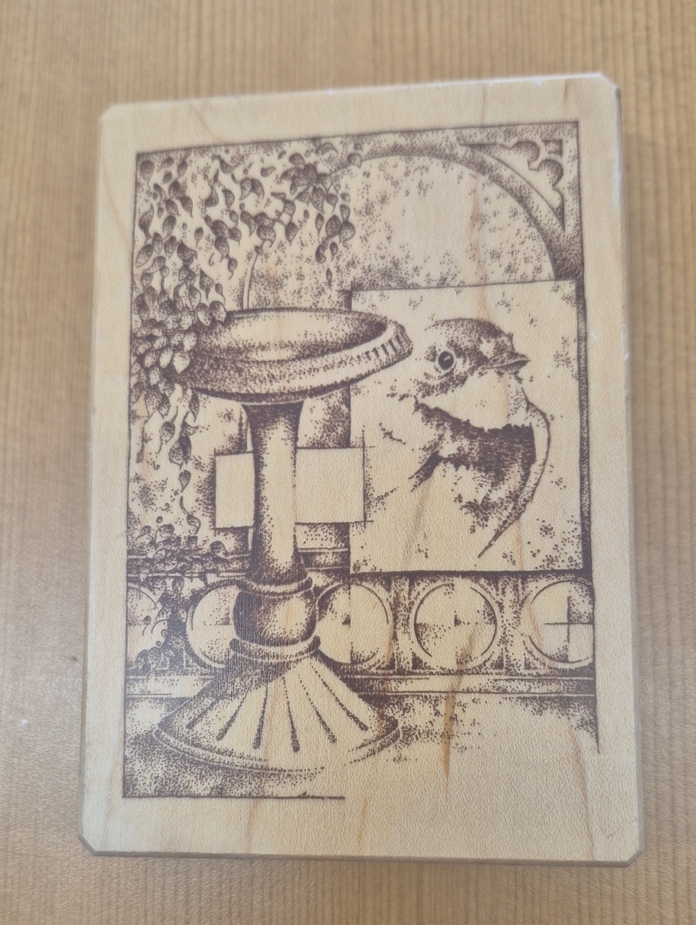 Bird and Pedestal Rubber Stamp By Inkadinkadoo